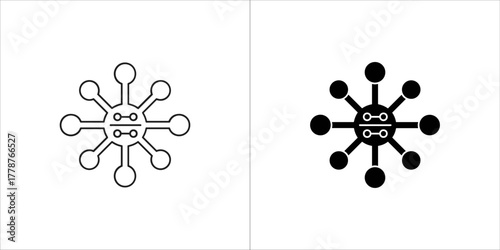 Abstract network connection or molecule structure icon with nodes and links