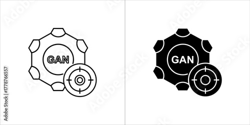 Gan artificial intelligence icon with gear and target symbol