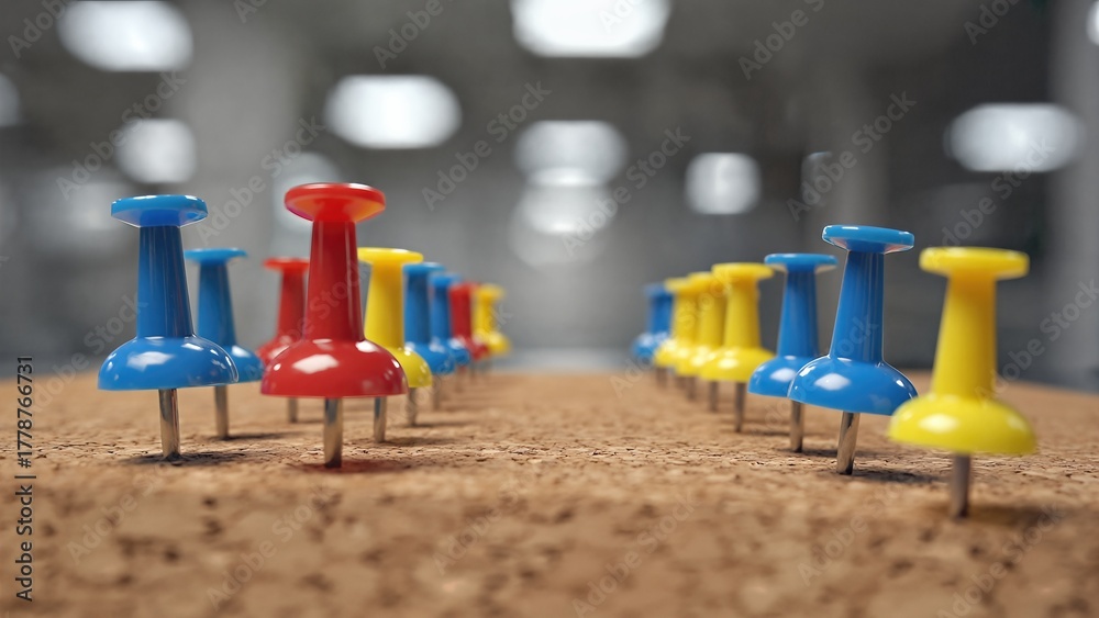 custom made wallpaper toronto digitalColorful Push Pins On Cork Board. Office Organization Concept