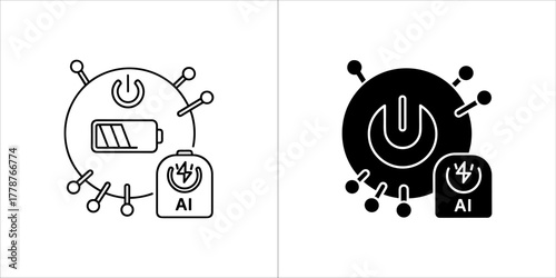 Ai power icon with battery and power button