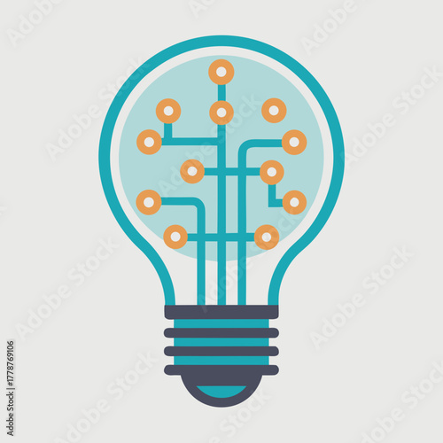 Lightbulb with circuit board patterns inside clear vector illustration 