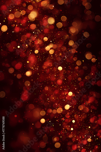 Shimmering gold glitter on a red gradient background for a festive design  AI generated	
