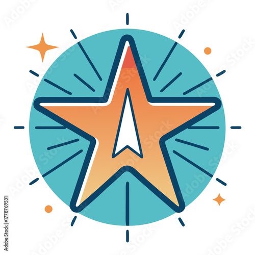 Mission success icon star with outline burst vector illustration 