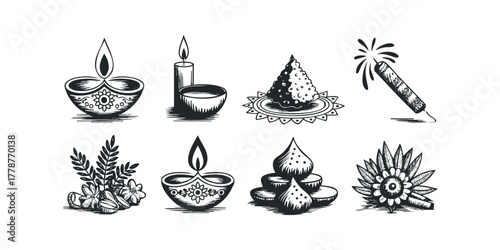 Collection of Festive Symbols and Decorations