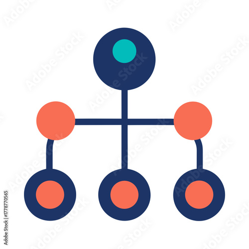 Organizational structure icon nodes linking down vector illustration 