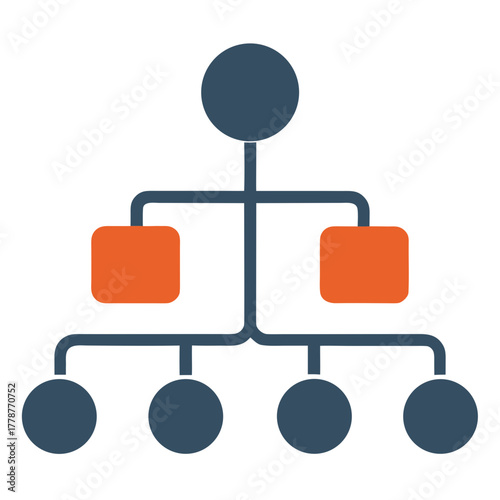 Organizational structure icon nodes linking down vector illustration 