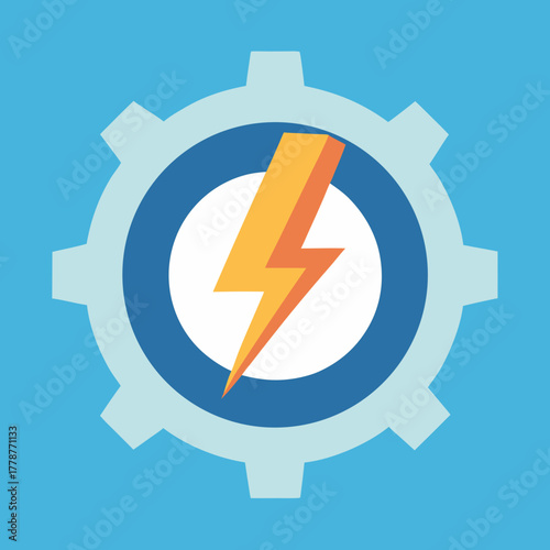 Productivity boost icon lightning bolt inside gea vector illustration 