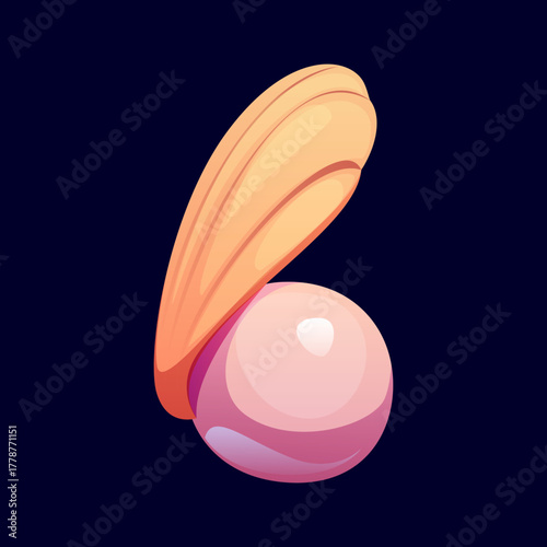 Ocean seashell cartoon font digit 6 six. Ocean mussel kids ABC type digit, coral reef conch cartoon vector mathematics font figure. Underwater mollusk shell alphabet typeface number or numeral symbol