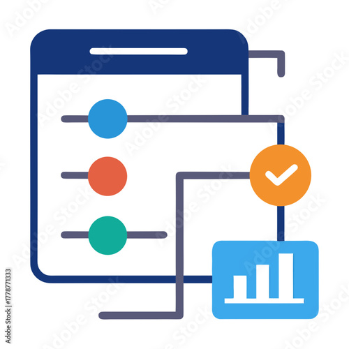 Project management icon gantt chart outline vector illustration 