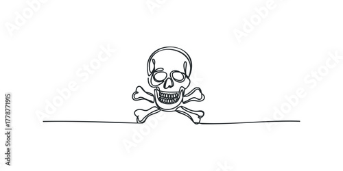 Skull and Crossbones Line Drawing