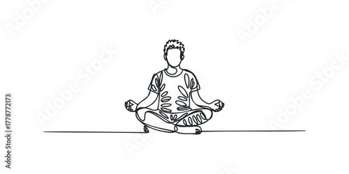 Line art of a person meditating in a seated pose