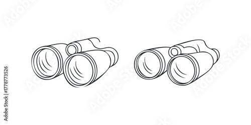 Pair of Outline Binoculars on White