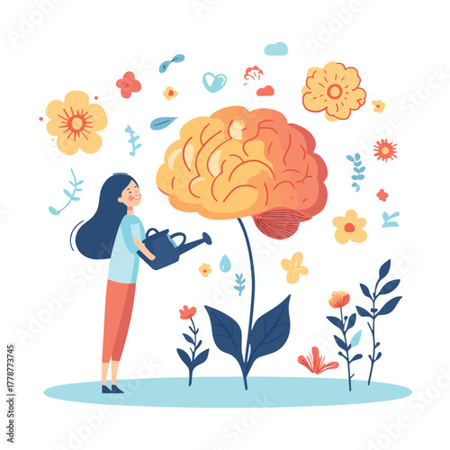 Mental health and mind development, psychology concept