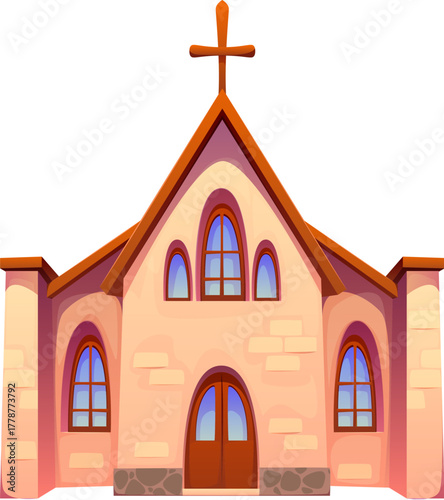 Day of the Dead holiday, Dia De Los Muertos church building. Day of the Dead mexican celebration cartoon isolated vector church. Mexico Dia De Los Muertos holiday christian religion temple facade