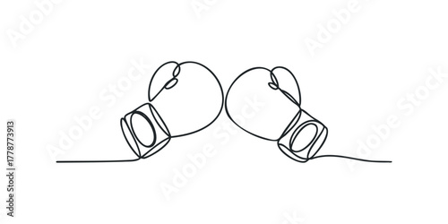 Two boxing gloves facing each other in minimalist continuous line drawing