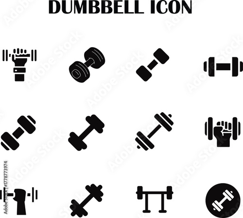 Minimal dumbbell icon vector — fitness, gym, workout, and exercise symbol design