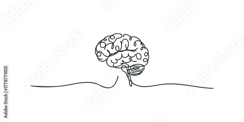 Abstract line art of a human brain and spinal cord