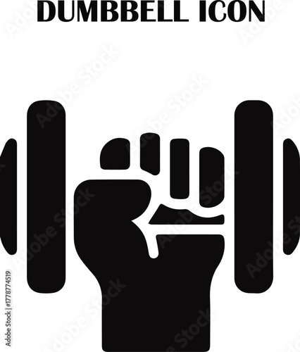 Minimal dumbbell icon vector — fitness, gym, workout, and exercise symbol design