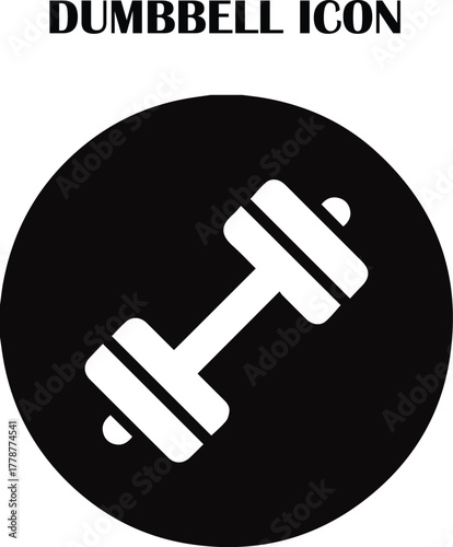 Minimal dumbbell icon vector — fitness, gym, workout, and exercise symbol design