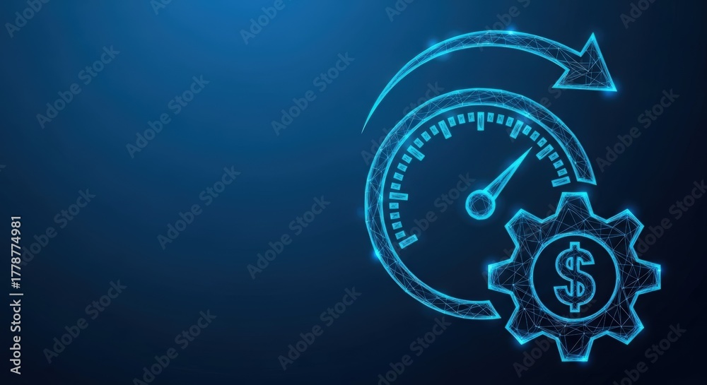 Fototapeta premium Digital speedometer and gear showing performance and technology