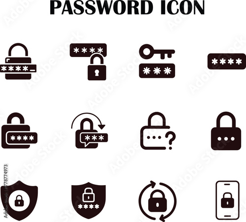 Secure password icon vector illustration, login protection, and cybersecurity concept design