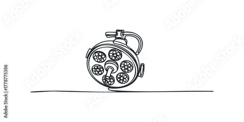 Single line drawing of a medical examination lamp