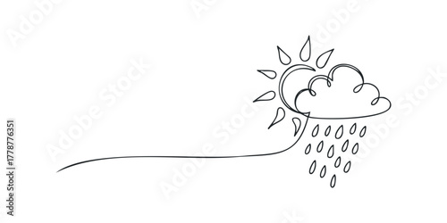 Hand drawn sun and rain cloud