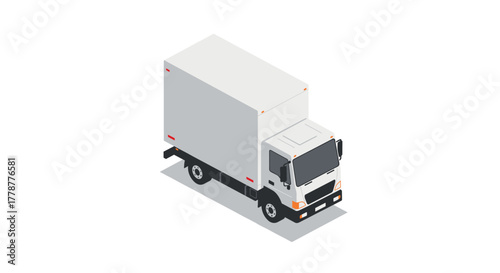 Isometric white cargo truck on white background for delivery and logistics themes