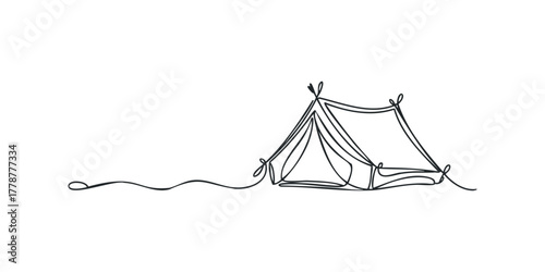 Simple Tent Silhouette Continuous Line Drawing