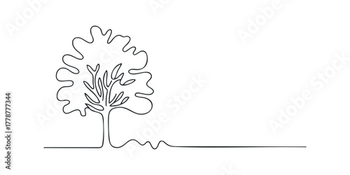 Line art of a tree with wavy branches