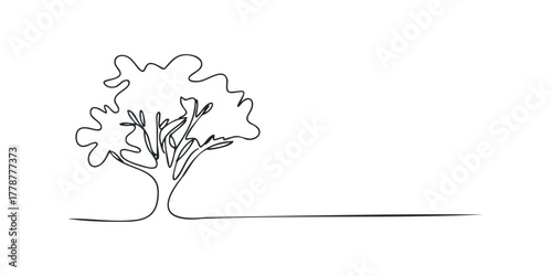 Single line drawing of a stylized tree