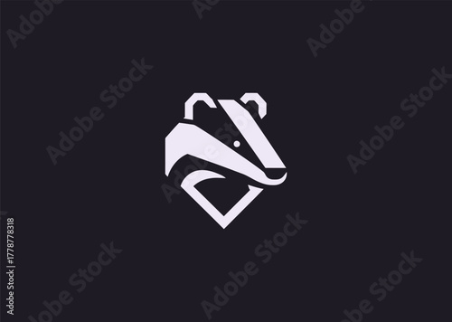 A minimalist badger logo in elegant line art, symbolizing determination and courage, designed with clean flowing strokes in a balanced geometric vector style