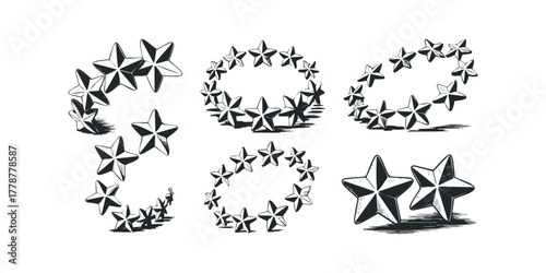 Group of stars forming arcs and circles