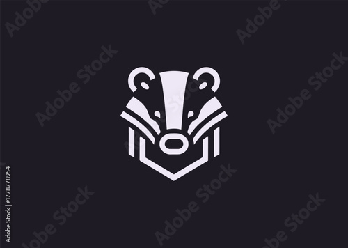 A minimalist badger logo in elegant line art, symbolizing determination and courage, designed with clean flowing strokes in a balanced geometric vector style