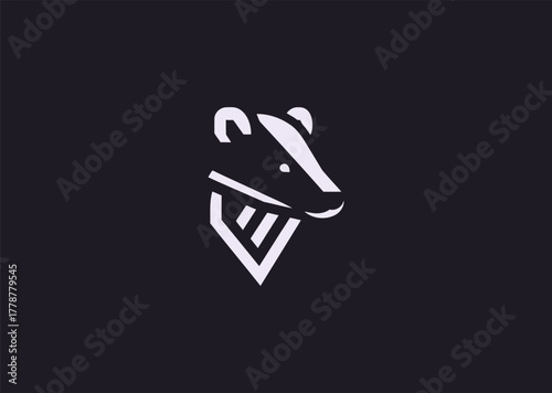A minimalist badger logo in elegant line art, symbolizing determination and courage, designed with clean flowing strokes in a balanced geometric vector style