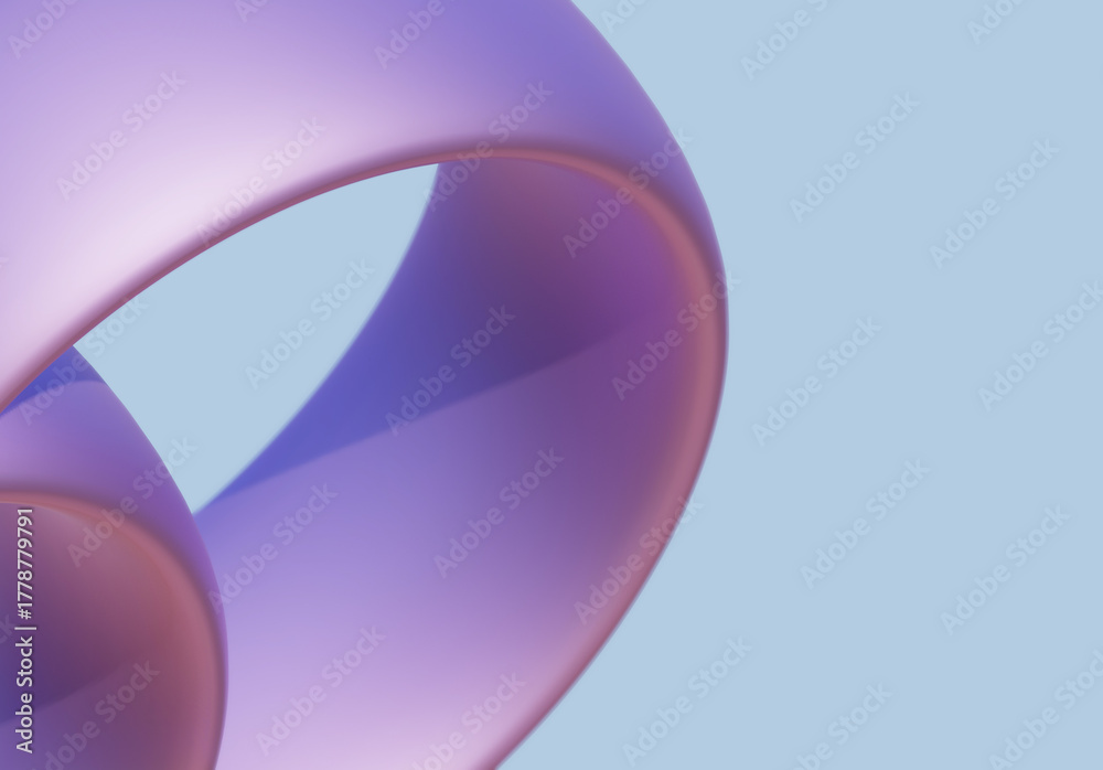 Naklejka premium 3D Render Background Abstract Infinity wave Torus ring fabric Purple Pink Metallic Glossy Futuristic Minimalist