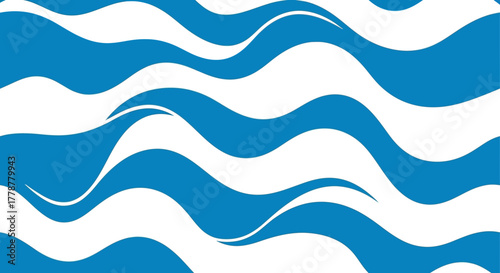 Blue  white wavy lines in a seamless repeating pattern resembling stylized ocean waves