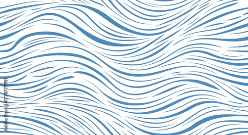 Blue wavy lines pattern a white background creating an abstract design