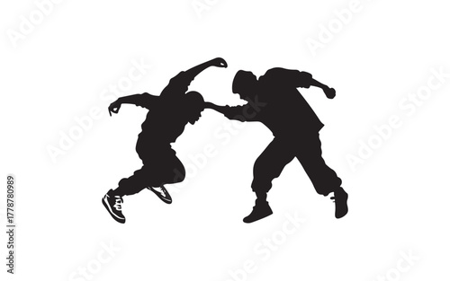 jumping people silhouettes