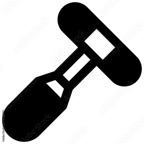 Reflex hammer. Outlined stroke vector icon with black-filled details.