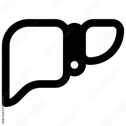 Liver function test. Outlined stroke vector icon with black-filled details.