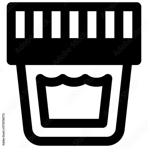Urine test. Outlined stroke vector icon with black-filled details.