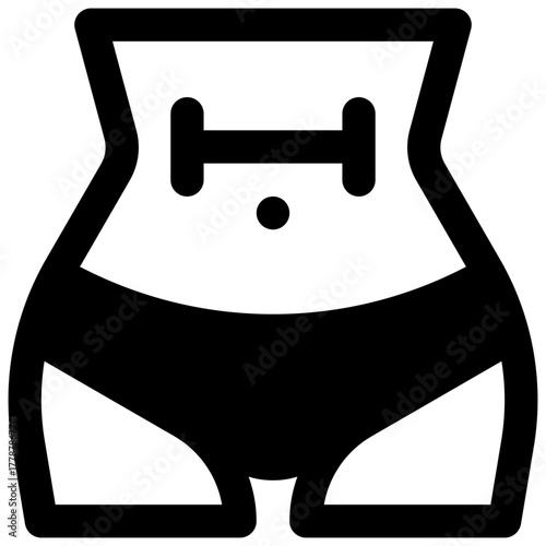 Waist circumference. Outlined stroke vector icon with black-filled details.
