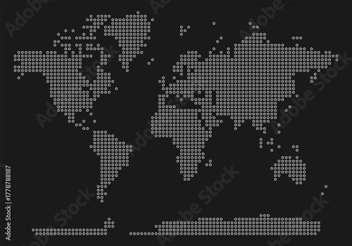 World map in vector star outline pattern shape. Star shape line art dotted pattern world map. Map design in a star line art. Digital cartography and infographic design representing the universe