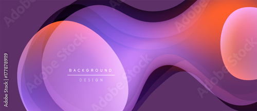 Abstract fluid shapes, purple orange gradients. Modern design, smooth curves, dynamic composition. Background element for projects.