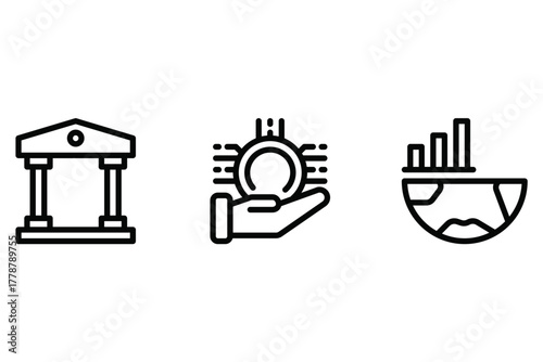 Global Finance & Crypto Market icon set