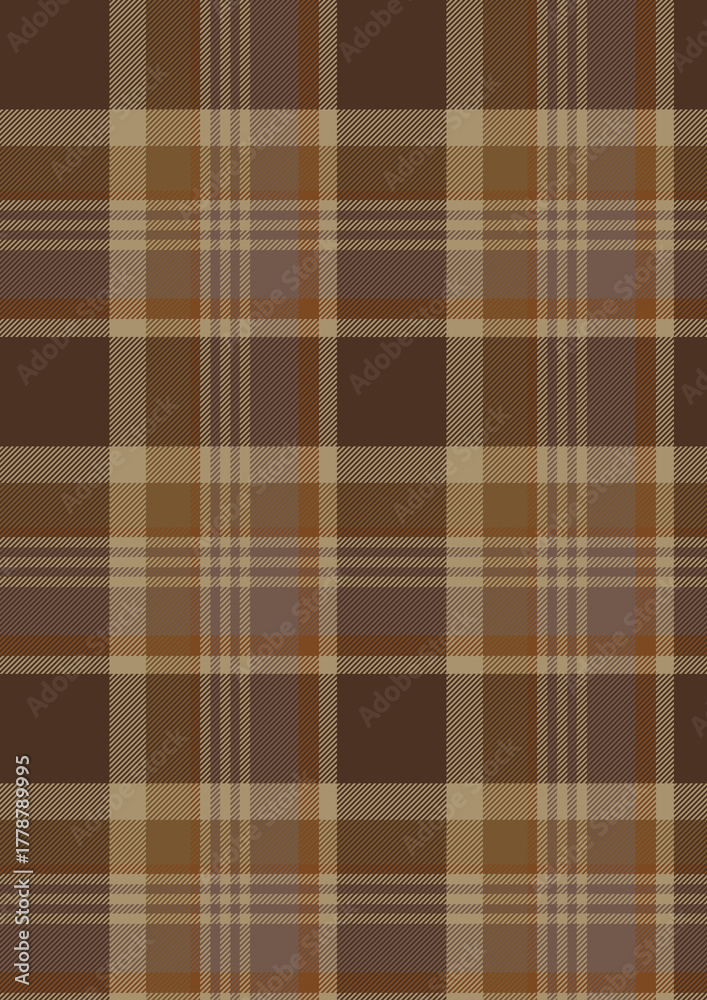 Obraz premium Plaid fabric pattern, blue, brown, cream, seamless for textiles, and for designing clothes, skirts or decorative fabrics. Vector illustration.