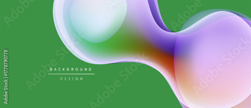 Abstract fluid shapes overlap, creating vibrant color gradients on green backdrop. Modern design element for backgrounds.