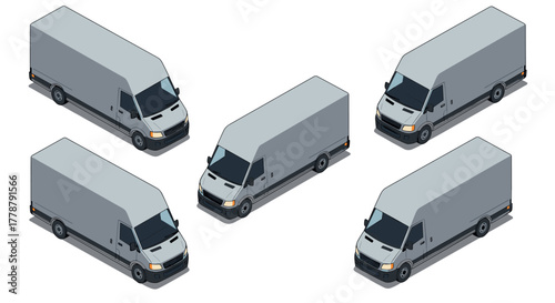 Isometric delivery vans pattern in highquality 3d design on white background