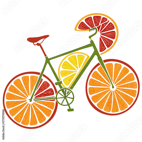 Bicycle made of citrus fruit